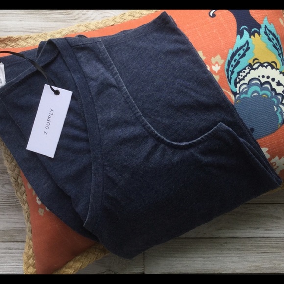 Z SUPPLY FITNESS Dk Blue Pocket Racer Burnout Tank - Picture 3 of 8